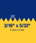 V-notch size graphic for Go-To Comfort Grip Stainless Steel Trowel With V-Notch, 3/16 Inch By 5/32 Inch, showing measurements.