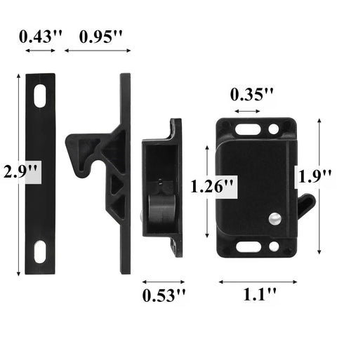 Heavy Duty RV Drawer Latches And Cabinet Door Catches 20 Pack With 10 Lbs Hold Power Includes Mounting Screws dimensions and details