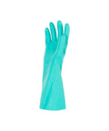 Single green glove from G80 Nitrile Chemical Resistant Gloves 2XL 13 Inch 15 Mil Green With Textured Fingertips For Superior Grip EN374 Certified