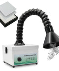 Top Tier Solder Fume Extractor With 105 Cubic Meter Per Hour Suction featuring adjustable exhaust hose and dual stage HEPA carbon filter.
