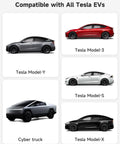Image showing Tesla EV models compatible with Tesla EV Charger Extension Cable 32A 21Feet NACS for Level 1 and Level 2 Charging.