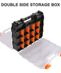 Double Side Tools Organizer With Removable Dividers, 34-Compartment Hardware Storage Box, Dual-Sided Case, 2 Pack, open view