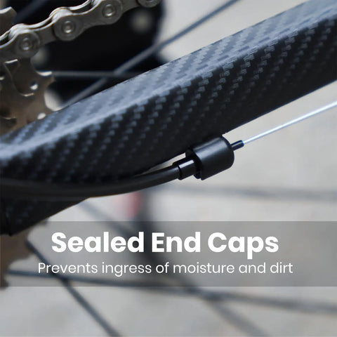 Universal Bike Shifter Cable Kit With 2.8m Cables And 3.5m Oil Housing For MTB Road BMX Derailleur System showing sealed end caps