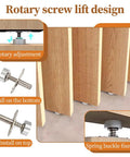 Rotary screw lift design on concealed door hinge with 360 degree rotation and spring, adjustable swivel hinge installation on wood panel