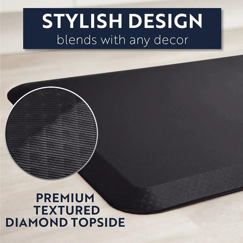 Thick Ergonomic Anti Fatigue Kitchen Mats With Cushioned All Day Support For Standing Desk And Food Prep, Waterproof Scratch Resistant Top, Padded Foam Rug, 17 By 24 Inches, Black
