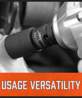 Close-up of a Heavy Duty Impact Socket Adapter And Reducer Set for Drills and Impact Drivers connected to a tool.