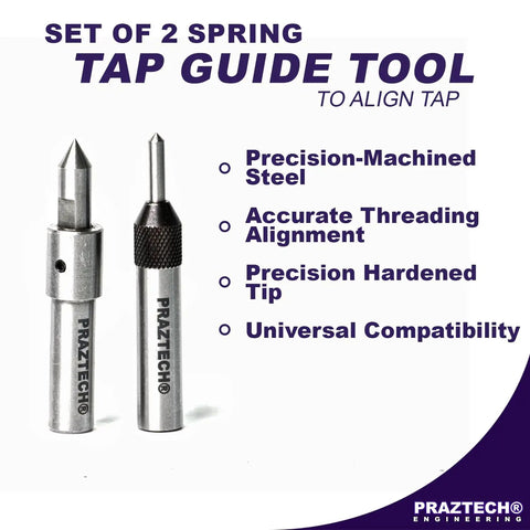 Set Of 2 Spring Center Tap Guide Tools For Nailing Tap Alignment In Lathe, Mill And Jig Bore Machines, Pro Grade Hardened Alloy Steel Centering Point For Accurate Threading And Easy Tapping