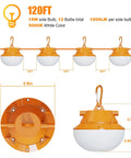 Heavy Duty 120ft Construction String Lights With 180W Work Light And 18000 Lumens Temporary Jobsite Lighting, bulb details