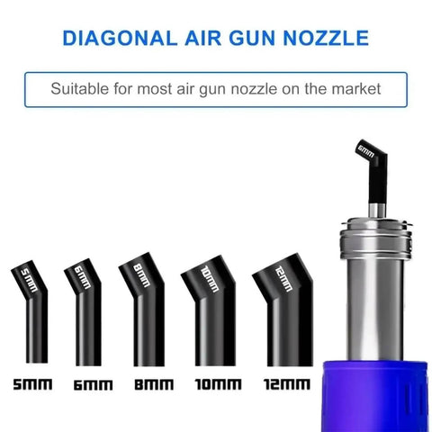 Diagonal Hot Air Gun Nozzle Kit Set With Five Sizes 5mm 6mm 8mm 10mm 12mm for oblique angle heating and repair work