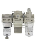 Front view of F.R.L All In One Air Filter Regulator Lubricator Combo For AC A Series Boss Level Ready For AC20 And AC30, industrial model.