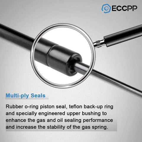 Close-up of multi-ply seals on rear liftgate lift supports set of 2 for Ford Escape and Mercury Mariner gas shocks struts 4370