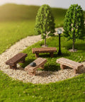 Miniature Resin Bench Set For Fairy Gardens And Dollhouses, 18 Pieces Tiny Park Benches And Chairs For Bonsai Terrariums, Landscape Decor