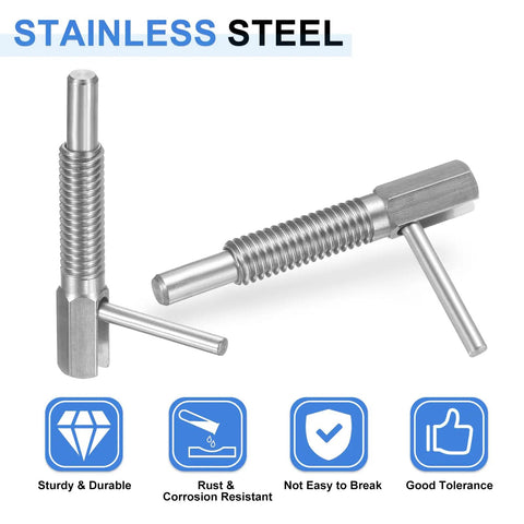 Heavy Duty Retractable Indexing Plunger Pin M8 Threaded Stainless Steel Spring Loaded Latch Telescopic Locking Bolt with durable grip.