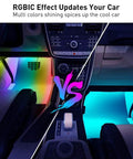 Smart RGBIC Interior Car Lights With App And Remote Two Line Design 72 LEDs Rainbow Colors enhancing car footwell lighting