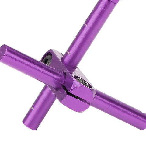Close-up of purple Stealth Invisible RC Magnetic Body Mount Kit aluminum crosspiece for 1/10 RC cars