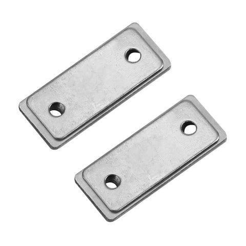 Ultra Thin Strong Magnetic Door Catch For Cabinets And Furniture With Screws, shown in silver metal finish, angled top view.