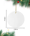 White Ceramic Ornaments Bulk Pack For Sublimation And Heat Press Printing 3 Inch Round Porcelain Ornament Blanks displayed on tree