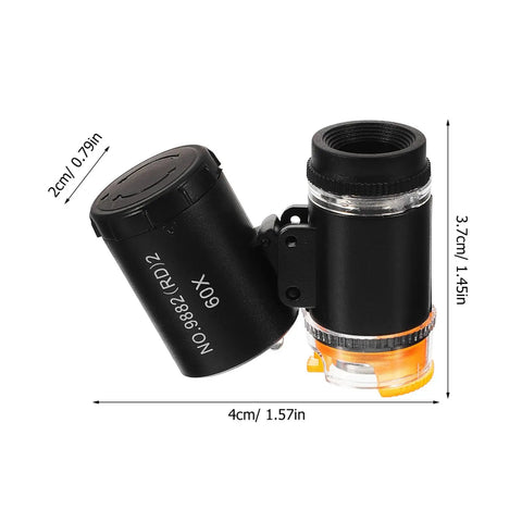 60X Handheld Pocket Microscope For Coins And Jewelry, Textiles And Printing Inspection, Portable Magnifier With Pouch, Mini Magnification For Grownups And Kiddos, Easy To Use For Close Up Details, black 4cm x 3.7cm