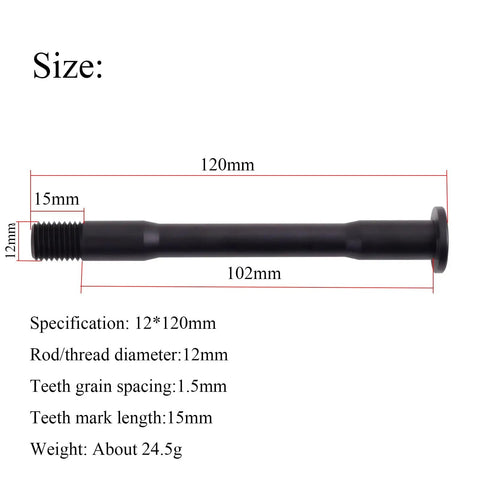 Diagram of Beefed Up Front Thru Axle For Road Bikes Choose 120mm Or 102mm Length 12mm Hub M12x1.5mm Thread Aluminum Alloy Lightweight 24.5g.
