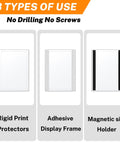 Ten Pack Magnetic Sign Holders 8.5 By 11 Inch Clear Plastic Sign Holders With Magnetic Strips And Adhesive Strips shown with 3 uses