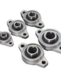 4 Piece Zinc Alloy Pillow Block Bearing KFL001 12mm Bore Flange on white background, sealed set