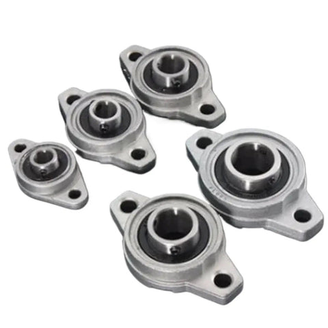 4 Piece Zinc Alloy Pillow Block Bearing KFL001 12mm Bore Flange on white background, sealed set