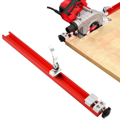 Edge Guided Circular Saw Guide Rail For 12 Inch Saw Base Aluminum Alloy Milling And Cutting Guide with dual lock, red rail detail