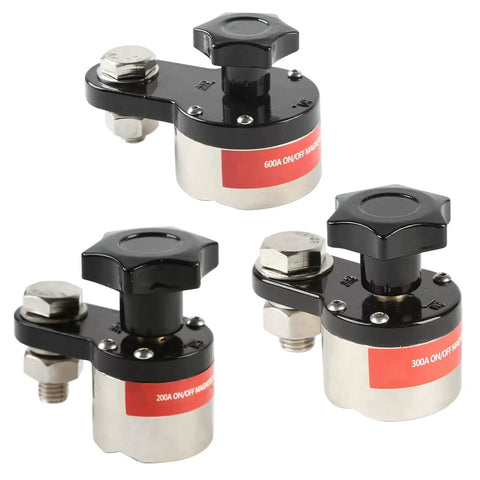 Magnetic Welding Ground Clamp With On Off Switch 40 Kg Pull 300 Amp Rated for flat and round surfaces, three clamps shown