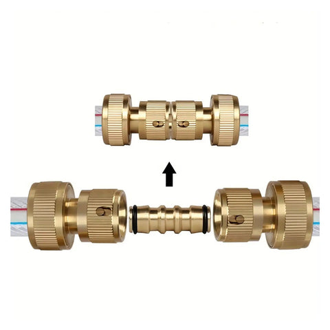 Heavy Duty 3/4 Inch Brass Hose Quick Connect Set With Universal Garden Connector Kit And One Repair Fitting For No More Leaky Hoses And Easy Diy Water Line Fixes On Your Backyard Setup, brass hose connectors