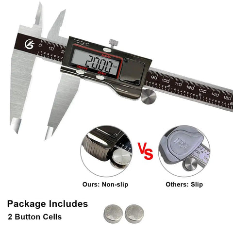 Digital Caliper 12 Inch 300mm Stainless Steel Vernier Measuring Tool With IP54 Splash Proof Electronic Micrometer LCD Screen showing 20.00 mm