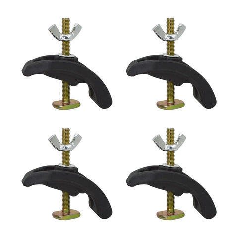 Heavy Duty T Track Hold Down Clamps Set For Woodworking And Metalworking, Arcuate Press Plate Clamps, 4 Piece Kit, Black.