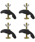 Four Pack Heavy Duty Nylon Arcuate Press Plate Clamps Offer Dead Secure Grip On T Slot Workbenches, black nylon design.