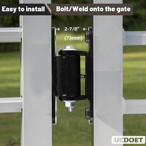 7 Inch Heavy Duty Gate Hinges With Grease Zerk Lubricable Bearings for bolt or weld on gates up to 1000 lbs black installed