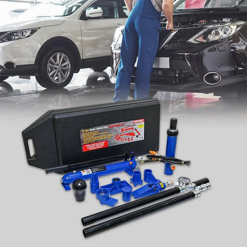 Heavy Duty 10 Ton Hydraulic Porta Power Kit With Ram Cylinder Hand Pump Portable Hard Case For Auto Body Frame Repair Straightening Pulling Garage Shop Tool