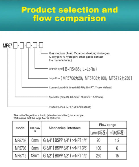 Pro Grade Digital Gas Flow Meter For Air Oxygen Nitrogen CO2 0 To 20 Liters Per Minute With Thermal Mass Flow Sensor RS485 Modbus chart