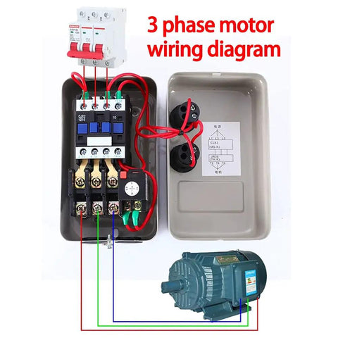 Diagram showing Plug And Play Magnetic Motor Starter For 5HP 220 240V Motors Compatible With Single Phase Or 3 Phase Setups Electric Motor Switches