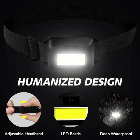 8 Pack LED Headlamp Flashlights for Adults and Kids With Ultra Bright Flood Light, showcases adjustable strap and waterproof feature