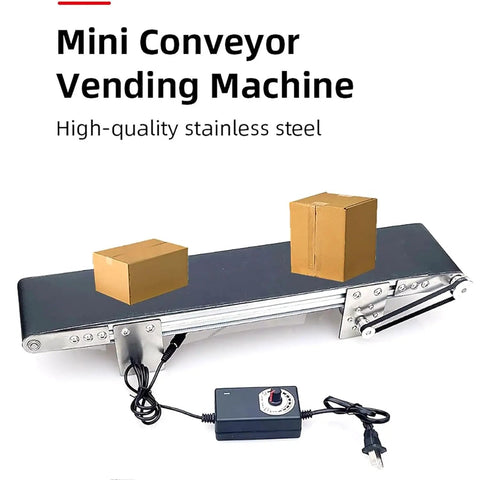 Adjustable Speed Automatic Belt Conveyor With Forward Reverse Switch And Heavy Duty Pvc Belt for smooth product movement.