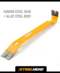Beefy 15 Inch Flat Pry Bar With Integrated Nail Puller For Demolition, Rust Resistant Enamel Finish, Forged Heat Treated Carbon Steel