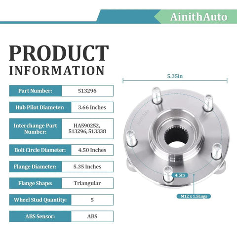 Front Wheel Hub Bearing Assembly 513296 with dimensions and specifications
