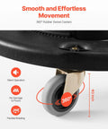Heavy Duty Trash Can Dolly For 20 32 44 And 55 Gallon Bins Two Pack showing a close-up of 360° rubber swivel caster wheel for smooth movement.