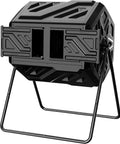 43 Gallon Outdoor Dual Chamber Compost Bin With Fast Assembly Tumbler For Quick Kitchen And Garden Waste Recycling Gloves Included Weatherproof Black Easy Box To Compost In Minutes