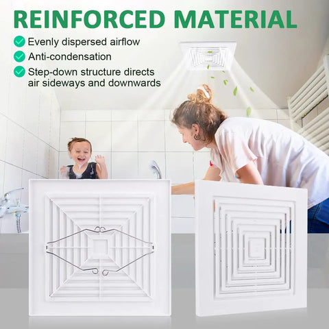No Fuss Easy Install Replacement Bathroom Exhaust Fan Cover With Spring Square Ceiling Or Wall Mount Grille Display
