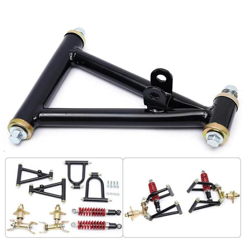 Front Suspension Swingarm Assembly Kit For DIY ATVs Go Karts Buggy And Quad Projects With 195mm And 220mm Upper And Lower Swingarms And Front Shocks Includes 2 Shocks 2 Upper Arms And 2 Lower Arms Easy Install