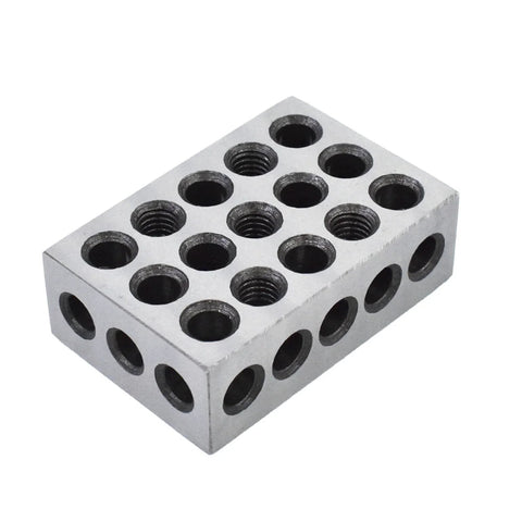 Aluminum 23-hole machinist milling block with threaded top holes and side holes