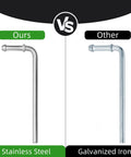 Comparison of Universal Stainless Steel Exhaust Hanger Rods, 7.5 Inch Long, 90 Degree Bend vs galvanized iron rod