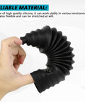 Two Pack Silicone Rack And Pinion Boot Kit For Cars with flexible black steering boot held in hand showing flexibility