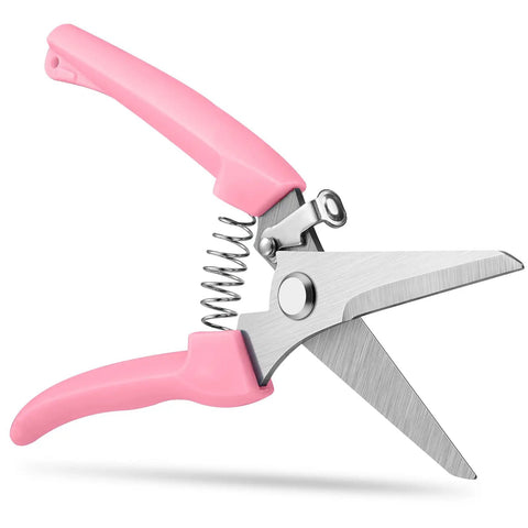 7.6 Inch Pruning Shears For Beginners That Are A Real Workhorse With High Strength Stainless Steel Sharp Rust Resistant Blades And Comfortable Grip Handles Garden Clippers For Roses And Flowering Plants Pink with open blades