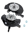 2 Pack Front Steering Knuckle And Wheel Hub Bearing Replacement Kit Direct Fit For Honda CRV 2007 2008 2009 With Part Numbers 51216SWAA00 45255STKA00 51211SWAA00 44600SJKJ00, showing two black knuckle assemblies with 5-lug pattern.