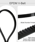 Cogged EPDM V Belt Raw Edge Industrial Rubber Belt Half Inch Wide Inside Circumference Forty Seven Inches Oil Resistant Heat And Cold Resistant Quiet Performance Durable Drive Belt, model printed